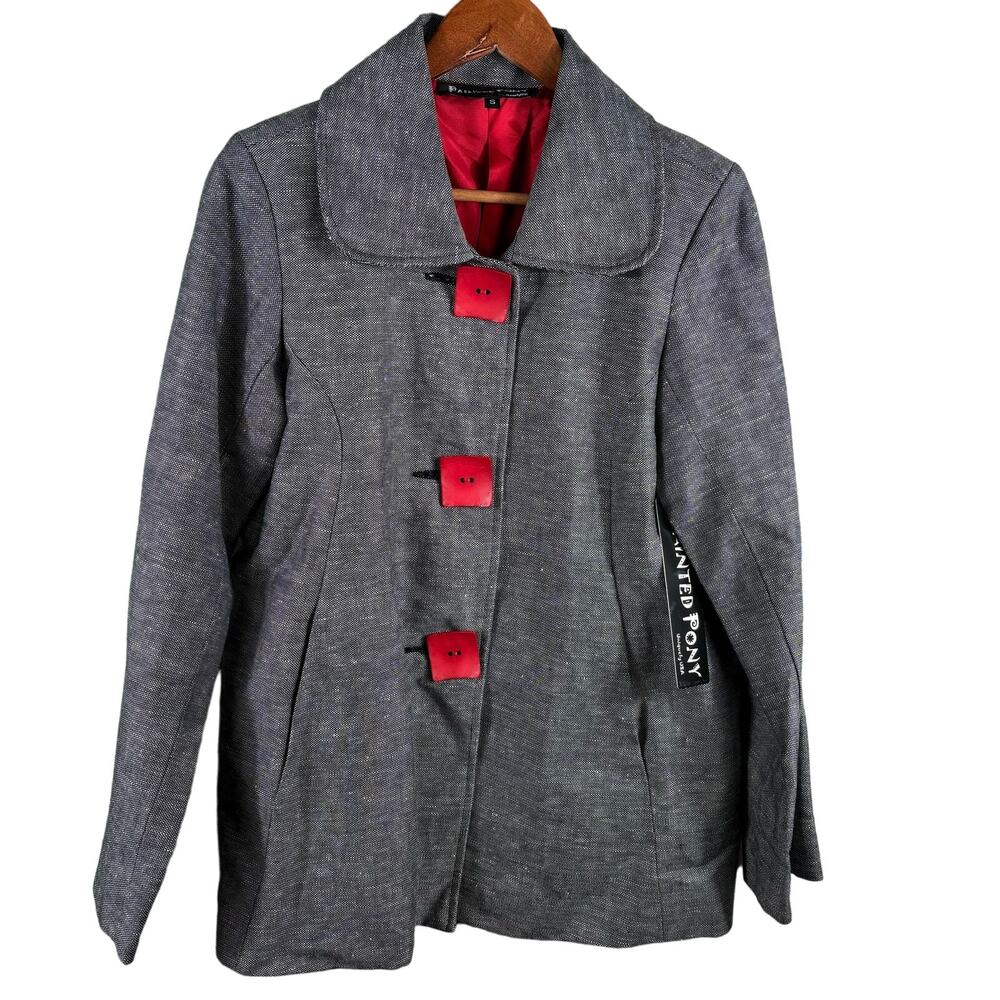 Painted Pony Jacket‎ Women's Size Small Linen Blend Red Button Lined Blazer USA